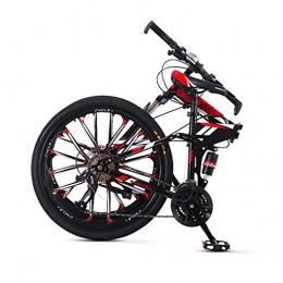 TopBlïng Fahrräder TopBlïng Tragbar Folding Bike Stahl Mit Hohem Kohlenstoffgehalt Rahmen, Herren Cruiser, Erwachsene Doppelscheibenbremse Bike, 21 Geschwindigkeit Folding Mountainbike-21 Geschwindigkeit