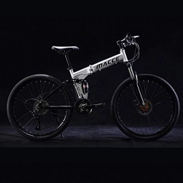 Mountain Bike Fahrräder Unisex Faltrad Mountainbike 21-Gang-Rahmen aus Kohlenstoffstahl Tragbares Jugend-Mountainbike 24-Zoll-Rennrad-Weiß_21 Geschwindigkeit_24 Zoll