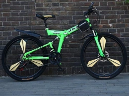 NOLOGO Fahrräder Upscale Erwachsene mnnliche und weibliche Fahrrad 24 Zoll VTT Student Fahrradschalt stoabsorbierenden Plattenlaufwerk gefaltet Mountainbike Bis (Color : Green)