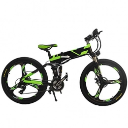 W&TT Elektrisches Mountainbike 48V 250W faltendes E-Bike mit Doppelscheibenbremsen und LCD-Farbbildschirm 5-Gang Smart Meter, Stoßdämpfer Gabel 7 Geschwindigkeiten Pendler Fahrrad 26 Zoll,Black