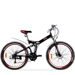 W&TT Zusammenklappbare Mountainbike W&TT Erwachsener 24 / 26 Zoll-faltendes Mountainbike-hohes Kohlenstoffstahl-Rahmen-Fahrrad mit hinteren Schutzblechen, 21 Geschwindigkeits-Front und hintere mechanische Scheibenbremse, Orange, 24inch
