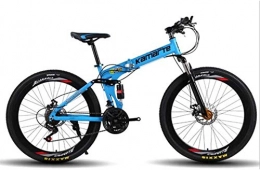 Wandbild Zusammenklappbare Mountainbike Wandbild 26-Zoll-Berg Bikehigh-Stahl-Rahmen 21 / 24 / 27 Geschwindigkeit Doppelaufhebung Faltrad Doppelscheibenbremse Aluminium-Legierung Auen Bike BMX Bike (Color : Blue, Size : 21 Speed)
