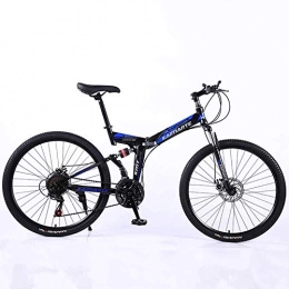 WEHOLY Fahrräder WEHOLY Fahrrad Mountainbike Klapprahmen MTB Bike Dual Suspension Herren Fahrrad 24 Geschwindigkeiten 26 Zoll High Carbon Carbon Fahrrad Scheibenbremsen, Blau, 27Geschwindigkeit