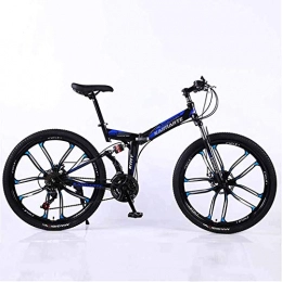 WEHOLY Fahrräder WEHOLY Fahrrad Mountainbike Klapprahmen MTB Bike Dual Suspension Herren Fahrrad 27 Geschwindigkeiten 26 Zoll 10-High-Carbon Stahl Fahrrad Scheibenbremsen, blau, 27Geschwindigkeit
