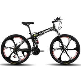 WEHOLY Fahrräder WEHOLY Fahrrad-Unisex-Mountainbike, 24-Gang-Faltrad mit Doppelfederung, 26-Zoll-6-Speichen-Rädern und Doppelscheibenbremse, schwarz, 27-Gang