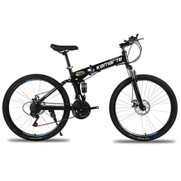 WEHOLY Fahrräder WEHOLY Fahrrad-Unisex-Mountainbike, 24-Gang-Faltrad mit Doppelfederung, 26-Zoll-Speichenrad und Doppelscheibenbremse, schwarz, 27-Gang
