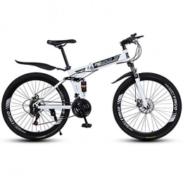 WGYAREAM Mountainbike, Faltbare Mountainbikes Fully MTB Fahrrad Doppelscheibenbremse Ravine Bike, 26-Zoll-Speichen Felgen (Color : White, Size : 21-Speed)
