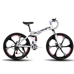 WGYAREAM Zusammenklappbare Mountainbike WGYAREAM Mountainbike, Faltbare Ravine Bike 24 Zoll-Doppelscheibenbremse Fully Gebirgsfahrrad, 21 24 27 Geschwindigkeiten Carbon-Stahlrahmen (Color : White, Size : 27 Speed)