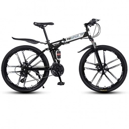 WGYAREAM Zusammenklappbare Mountainbike WGYAREAM Mountainbike, Mountainbikes Faltbare Ravine Bike MTB Fahrrad Doppelaufhebung und Doppelscheibenbremse, Kohlenstoffstahlrahmen (Color : Black, Size : 24-Speed)