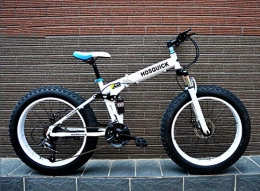 WJH Fahrräder WJH Mountainbike für Erwachsene, Folding Fahrrad High Carbon Stahlrahmen, Full Suspension MTB Fahrrad, Doppelscheibenbremse, 26inch 30 Geschwindigkeit, Weiß, 30 Speed 26 inch