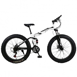 WJSW Zusammenklappbare Mountainbike WJSW Stahl Folding Mountain Bike 26"Fahrräder Unisex Dual Suspension 4.0 Zoll Fat Tire Fahrrad kann Radfahren auf Schnee, Berge, Straßen, Strände, etc, schwarz