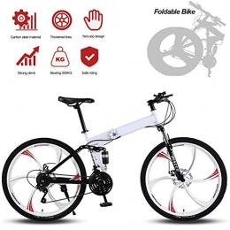 WLGQ Fahrräder WLGQ Mountainbike, 26-Zoll-Faltrad mit superleichtem Magnesiumlegierungs-Integrationsrad, Premium-Vollfederung und Geschwindigkeitsgetriebe, leicht und langlebig für Männer, Frauen, Fahrrad