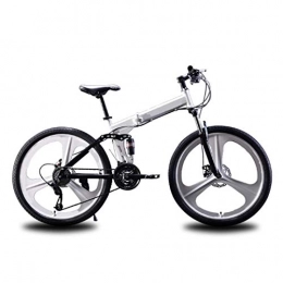 WLGQ Zusammenklappbare Mountainbike WLGQ Rennrad, 24 / 26-Zoll-Doppelscheibenbremse, 21-Gang-Fahrrad MTB mit Vollfederung, mit Doppelscheibenbremse Carbon Steel Frame MTB Fahrrad