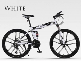 WND Zusammenklappbare Mountainbike WND Mountain Bike Folding Bicycle 26 inch Speed Off-Road Double Shock Racing Student Adult Men and Women, White, 26 inch 27 Speed