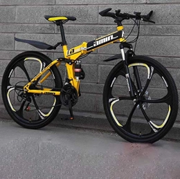 WSJ Fahrräder WSJ 24-Zoll-Mountain-Faltrad für Jugendliche von Männern und Frauen, verdickter Stahlrahmen mit hohem Kohlenstoffgehalt, Doppelscheibenbremse mit weichem Schwanz