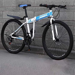 WSJ Zusammenklappbare Mountainbike WSJ 24-Zoll-Mountain-Faltrad, verbessertes Speichenrad mit Harter Gabel für Männer und Frauen, Rahmen aus Kohlenstoffstahl, Doppelscheibenbremse, doppelte Stoßdämpfung