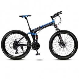WSJ Fahrräder WSJ Klappbarer Mountainbike-Stahlrahmen, 24-Zoll-3-Speichen-Räder, doppelt gefedertes Offroad-Mountainbike für Erwachsene, Doppelscheibenbremse