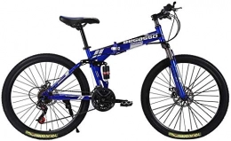 WSJYP Zusammenklappbare Mountainbike WSJYP 26-Zoll-Mountainbike aus Kohlenstoffstahl 21-Gang-Fahrrad MTB mit Vollfederung, Mountainbikes für Erwachsene, 21-Gang-Getriebe mit Zwei Scheibenbremsen, Blue