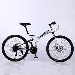 WSZGR Fahrräder WSZGR Falten Mountainbike, 24 Zoll Erwachsene MTB, Stahlrahmen Dual Suspension Dual-scheiben-bremsen Racing Fahrrad Weiß 24", 27-Gang