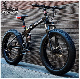 Wttfc Vollfederung MTB 26 Zoll für Herren Damen, Erwachsenen Faltbare Mountainbike mit Scheibenbremsen, Rahmen aus Kohlenstoffstahl Fette Reifen Fahrräder,Gelb,27 Speed