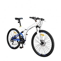 WXDP Fahrräder WXDP Selbstfahrende Erwachsene Hardtail Mountainbikes, Doppelscheibenbremse, 66 cm (26 Zoll) Reise-Fahrrad, klappbarer Rahmen aus Karbonstahl, 24 Gänge, Aluminiumlegierung, weiß