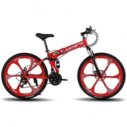 WXX Fahrräder WXX 26 '' Folding Mountain Bike High Carbon Stahlrahmen Wearable Reifen Doppel Federung mit Variabler Geschwindigkeit im Freien Off-Road-Fahrrad, 21 Speed