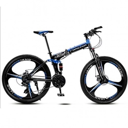 WXX Zusammenklappbare Mountainbike WXX 26 Zoll Folding Mountain Bike Adjustable Seat Double Disc Fahrrad vorne und hinten Doppelstodmpfung Erwachsener Off-Road-Fahrrad, Black Blue, 21 Speed