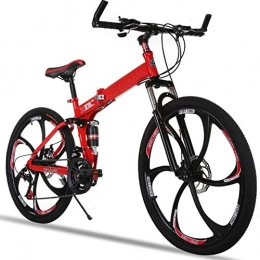 WXX Fahrräder WXX 26 Zoll Folding Mountain Bike High Carbon Stahl Doppelscheibenbremse Erwachsener Variable Speed ​​Stoßdämpfer Fahrradaluminiumlegierung Außen Cross Country Mountainbike, Rot