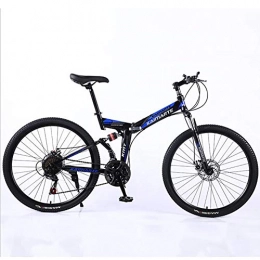 WXX Fahrräder WXX Tragbare 24 Zoll Folding Mountain Bike High Carbon Stahlrahmen Doppelscheibenbremse Shock Variable Speed Cross-Country Bike fr Erwachsene, Blau, 21Speed
