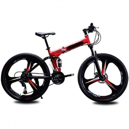 WXXMZY Fahrräder WXXMZY Falträder, Mountainbikes, 26-Zoll-Mountainbikes, Cross-Country-Bikes, Doppelte Stoßdämpfung, Leichte Junge Studenten, Erwachsene (Color : Red, Size : 24 inches)