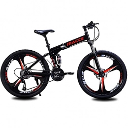 WXXMZY Klappfahrräder, Mountainbikes, 26-Zoll-Scheibenbremsen-Herrenfahrräder, Faltbarer Rahmen 21/24/27, Dreispeichenrad-Doppelfahrrad (Color : Black, Speed : 27speed)