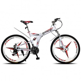 WYN Zusammenklappbare Mountainbike WYN Mountainbike Speed ​​Folding   Doppelscheibenbremse Fahrrad Für Erwachsene geeignet, weiß rot, 27-Fach