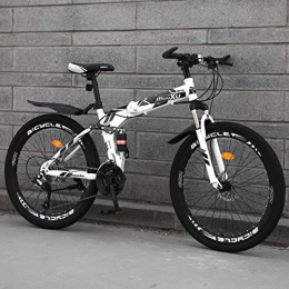 WYZQ Fahrräder WYZQ Folding Mountain Bike, 24-Zoll-Off-Road Adult Rennrad, High Carbon Stahlrahmen, Doppelscheibenbremse, Verstellbarer Sitz, Hard Tail-Rahmen, Wei, 27 Speed