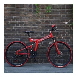 XDYBH 26-Zoll-21-Gang-Doppelscheibenbremse Folding Fahrrad Mountainbike for Erwachsene geeignet Leicht zu reiten (Color : F Red and Black, Size : 24inch)