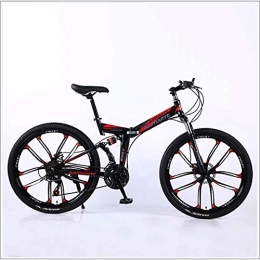 XER Zusammenklappbare Mountainbike XER Mountain Bike Folding Rahmen MTB Bike Doppelaufhebung Mens-Fahrrad 27 Geschwindigkeiten 26 Zoll 10-High-Carbon Stahl Fahrradscheibenbremse, Schwarz, 27 Speed