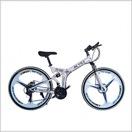XER Fahrräder XER Mountainbike 21 / 24 / 27 / 30 Geschwindigkeit Stahlrahmen 26 Zoll 3-Speichen-Räder Doppelaufhebung Faltrad, Weiß, 21 Speed