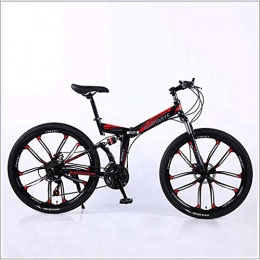 XER Fahrräder XER Mountainbike 24 Speed ​​Steel High-Carbon Stahl 24 Zoll 10-Speichen-Räder Doppelaufhebung Faltrad für Pendler City, Schwarz, 27 Speed