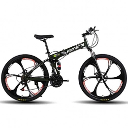 XER Zusammenklappbare Mountainbike XER Unisex-Mountainbike, 27-Gang-Faltfahrrad mit Doppelfederung, 24-Zoll-6-Speichen-Rädern und Doppelscheibenbremse, für Männer und Frauen, Black, 24speed