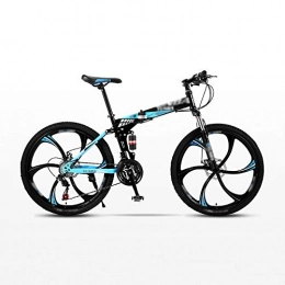 XGYUII Fahrräder XGYUII 21 Stoßdämpferrad Mit Variabler Geschwindigkeit 24-Zoll-Mountainbike-Rahmen Aus Kohlenstoffhaltigem Stahl Tragbarer, Leichter, Faltbarer, Erwachsener Kinder-Unisex, Blau