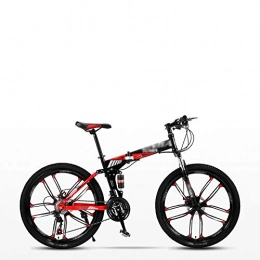 XGYUII Fahrräder XGYUII 24-Zoll-Rad 27 Faltbares Fahrrad Mit Variabler Geschwindigkeit Leichtes Tragbares Stoßdämpfer-Mountainbike Rahmen Aus Kohlenstoffhaltigem Stahl Erwachsene Kinder Unisex, Rot