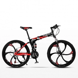 XGYUII Fahrräder XGYUII Stoßdämpfer Mountainbike 26-Zoll-Rad Rahmen Aus Kohlenstoffstahl 24 Fahrrad Mit Variabler Geschwindigkeit Adult Unisex Faltbarer Tragbarer Leichter Übungspendler, Rot