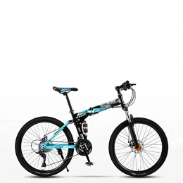 XGYUII Tragbares 27-Faches Fahrrad Mit Variabler Geschwindigkeit Leichtes Faltbares Stoßdämpfer-Mountainbike-Rahmen Aus Kohlenstoffstahl Mit 24-Zoll-Rad Unisex Adult Children,Blau