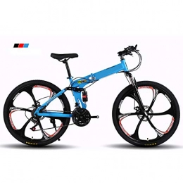 XIAOFEI Fahrräder XIAOFEI Vollgefedertes Aluminium-Mountainbike-Faltrad 26-Zoll / 21-Gang-Faltrad für Erwachsene / Mountainbike-Faltrad, faltbares Mountainbike / MTB-Fahrrad mit Variabler Geschwindigkeit, Blau