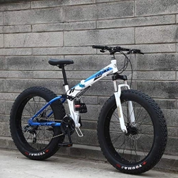 XIUYU Fahrräder XIUYU Mountainbike-Bikes 20" Fat Tire Hardtail Herren Doppelaufhebung Rahmen und Gabel Geländefahrrad Erwachsen, Schwarz, 24-Gang (Color : Blue, Size : 24 Speed)