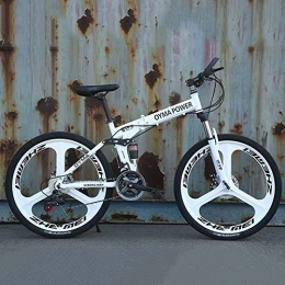 XRQ Fahrräder XRQ 21 / 24 / 27 Geschwindigkeit Mountainbike 26-Zoll-Aluminiumlegierung Rahmen Stoßdämpfende Gabel 3 Messerradstütze Bikes Carbon Steel Doppelscheibenbremse Sport Fahrräder, Weiß, 21 Speed
