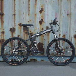 XRQ Fahrräder XRQ 26-Zoll-faltendes Fahrrad Mountainbike 21 / 24 / 27 Geschwindigkeit Off-Road männliche und weibliche Erwachsene Kursteilnehmer, 10 Messer Rad faltendes Fahrrad, Schwarz, 21 Speed