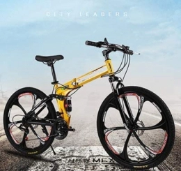 XSLY Fahrräder XSLY 26-Zoll-Folding Mountain Bikes BMX Bikes Box High Carbon Stahl Mountainbike-Erwachsene Fahrrad-Way Out of Autobahn (Color : Yellow)
