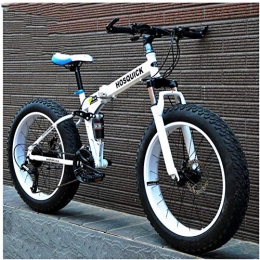 XXCZB Fat Tire Mountainbikes 26-Zoll-Doppelfederung für Männer Frauen Faltbares Mountainbike für Erwachsene mit mechanischen Scheibenbremsen High Carbon Mountainbike-30 Geschwindigkeit_Weiß