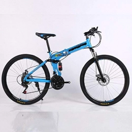 XXY Fahrräder XXY 21 Geschwindigkeit Mountainbike Gnstige Erwachsene Speichen-Rad-Gebirgsfahrrad Folding Mountain Bike 24 / 26 Zoll Fahrrad Geeignet for Auen (Color : Blue, Size : 24 inch)
