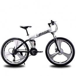 Y&XF Zusammenklappbare Mountainbike Y&XF Folding Mountainbiking, Schneemobil-Fahren Strand Fahrräder, Doppelscheibenbremse, Aluminiumlegierung 24-Zoll-Räder, Weiß, 24 Speed